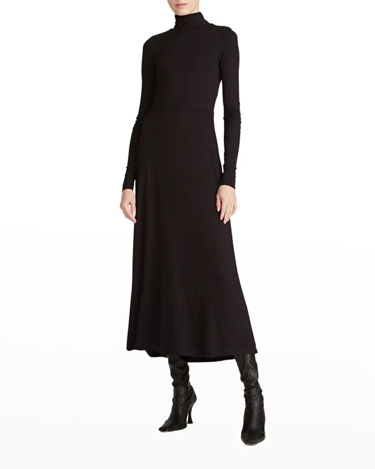 Picture of long sleeve turtle neck gore dress