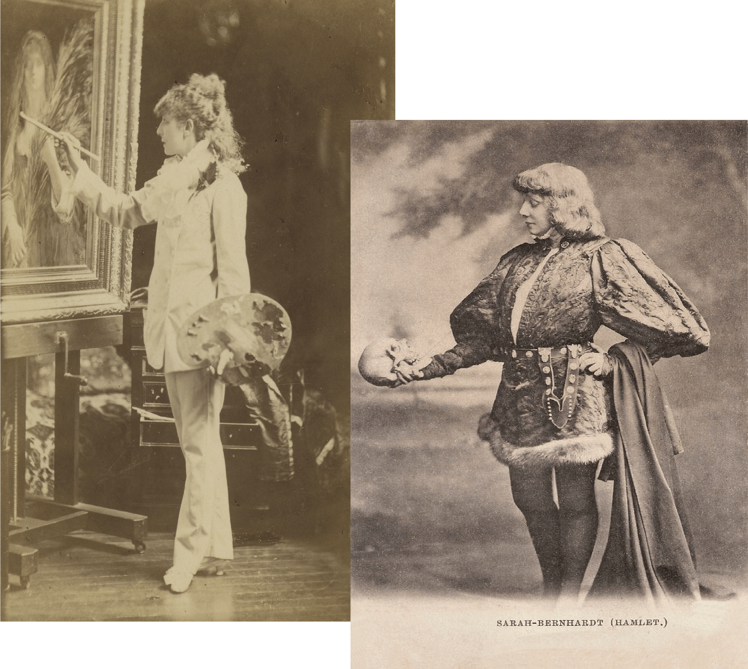 In 1870 actress Sarah Bernhardt wearing suit for first time and playing hamlet in 1899
