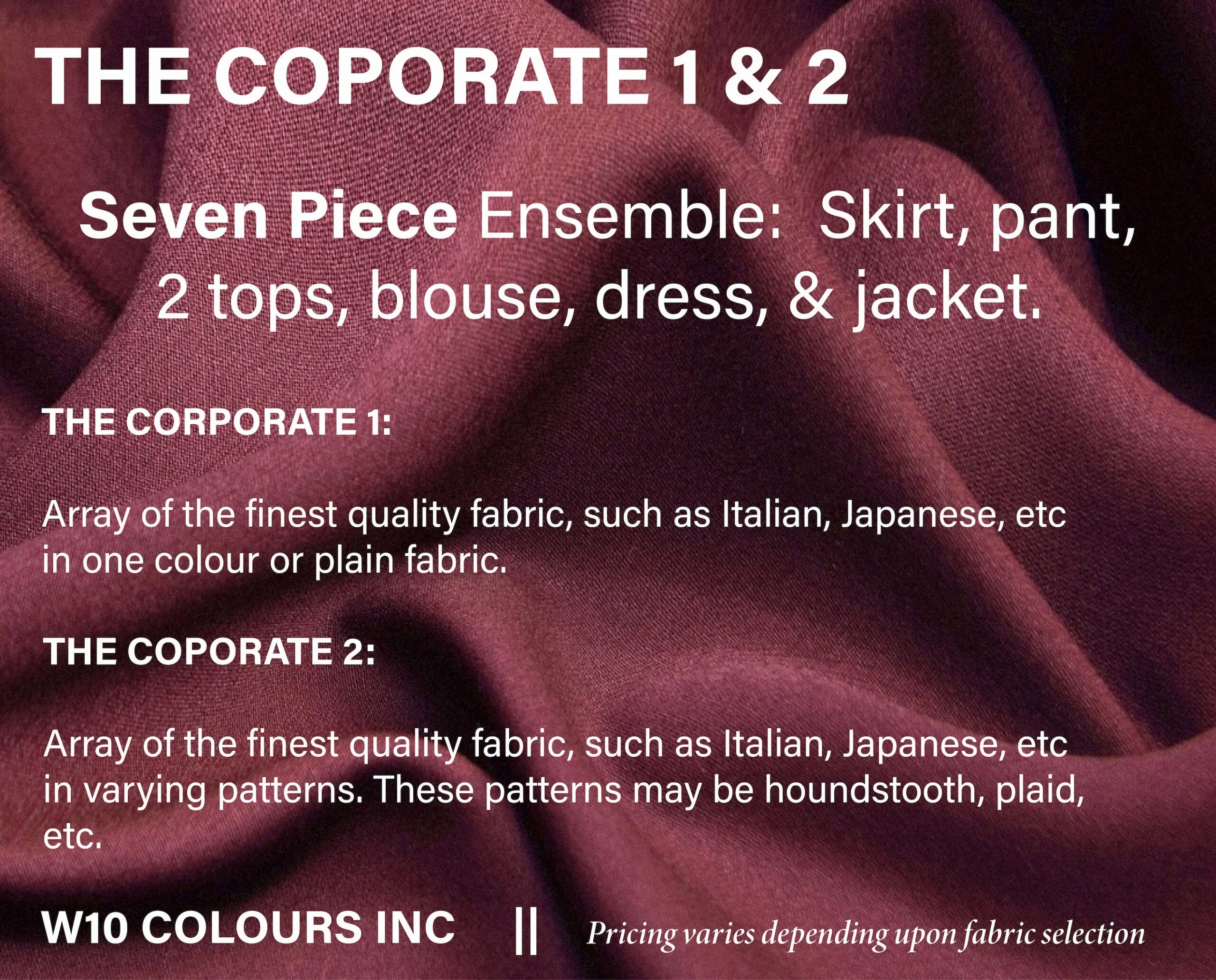 Wten bespoke couture packages for women suits, custom clothing package