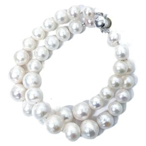 two strand fresh water pearl bracelet with sterling silver. Canadian made luxury jewellery