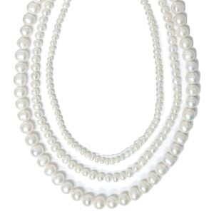 three strand fresh water pearl necklace with sterling silver and special detail