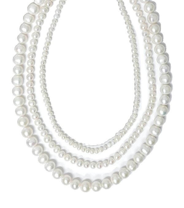 three strand fresh water pearl necklace with sterling silver and special detail