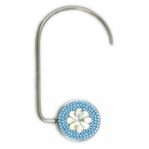 silver and blue purse hook with crystal Swarovski Crystal