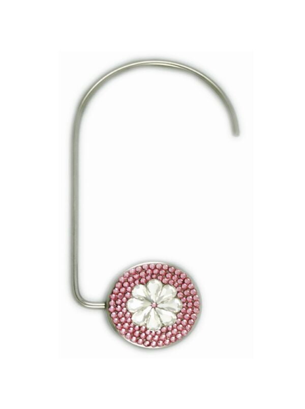 silver and PINK purse hook with crystal Swarovski Crystal