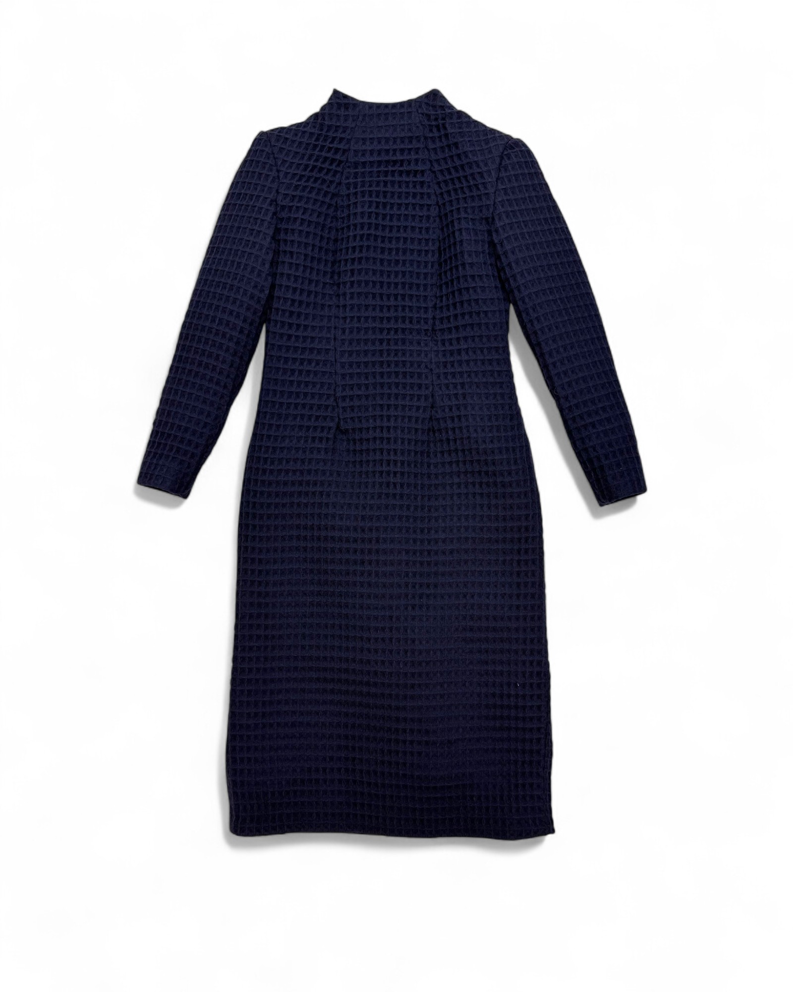 Ziri Funnel Neck Dress in Woven Wool custom knit dress for women toronto. knit wool