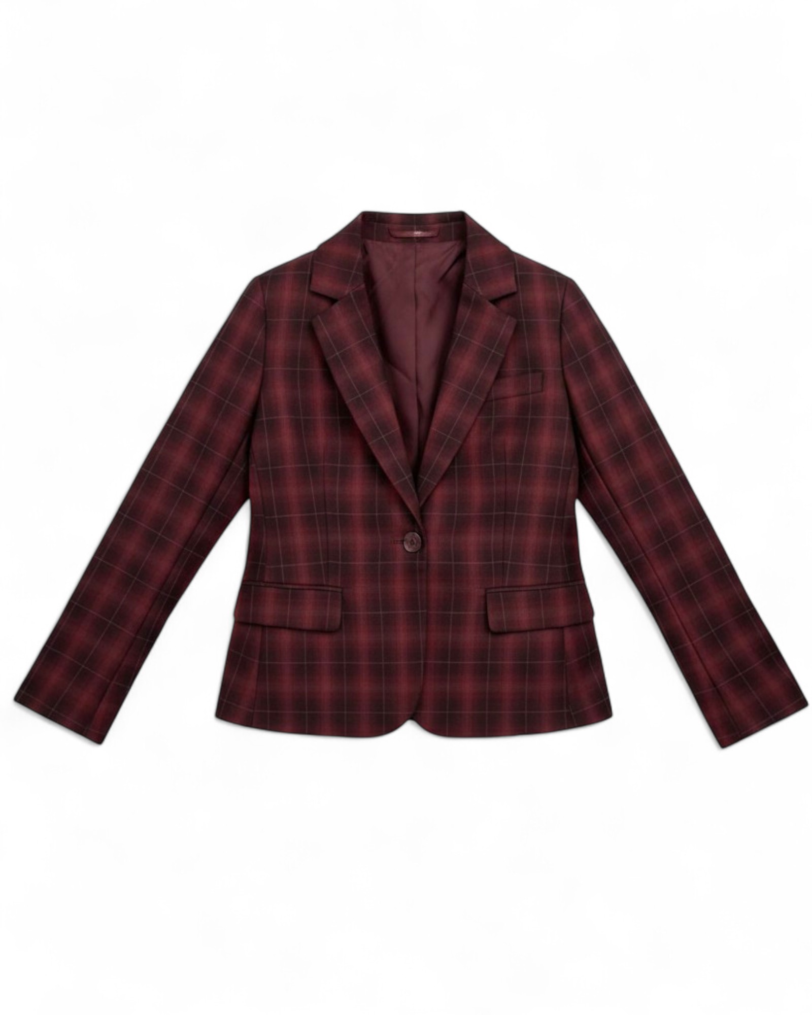 Sonder Wool Jacket in Maroon Check Sonder Wool Jacket in Maroon Check. custom clothing for women in toronto. suits for women in toronto